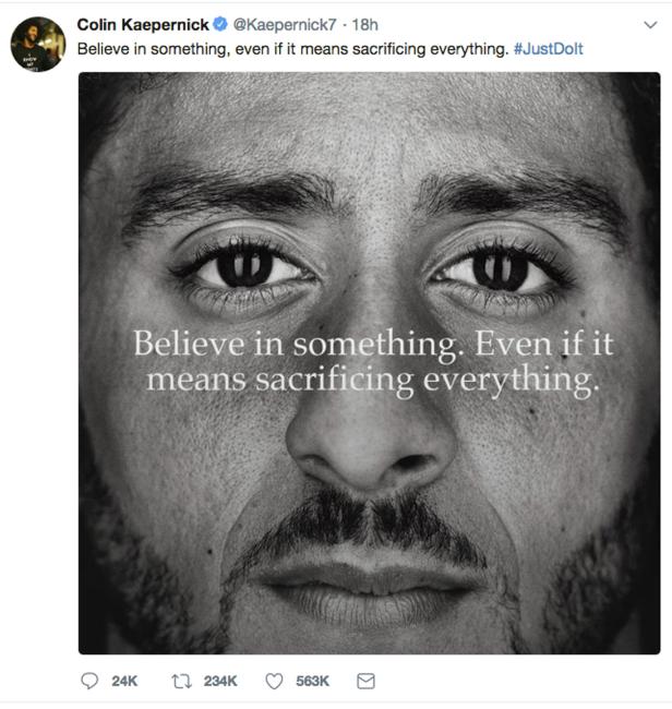 Colin Kaepernick's Nike Ad on Twitter.