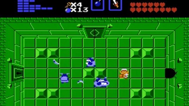 Link in a dungeon in Legend of Zelda.