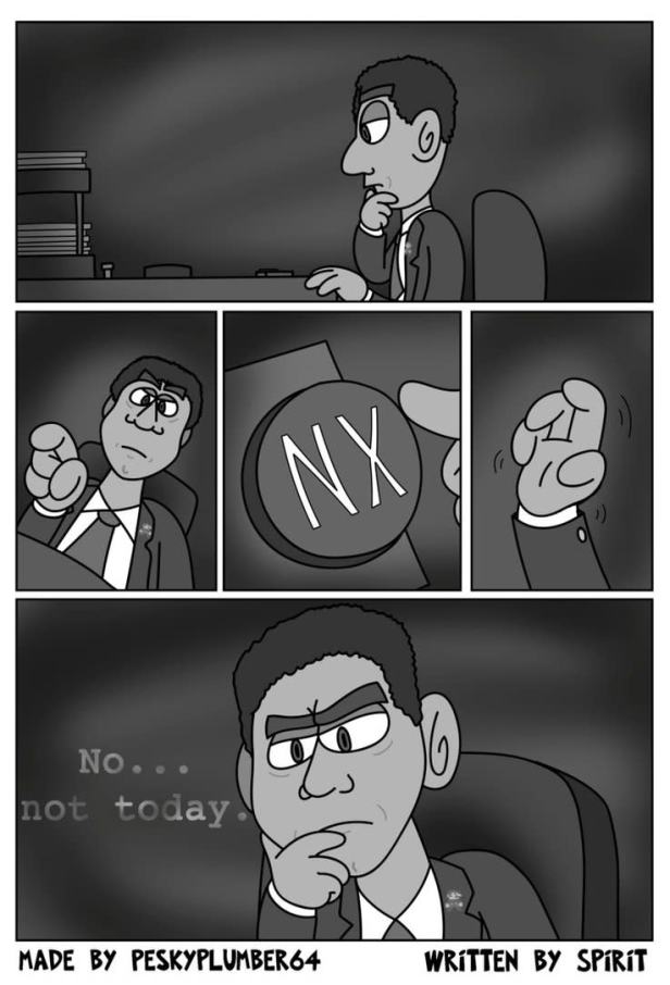 A comic strip of a Nintendo executive.