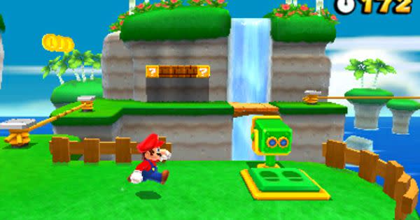 Mario running around.