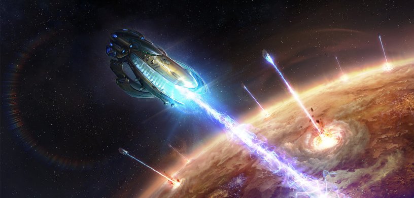 Protoss Carrier firing on planet in StarCraft Remastered